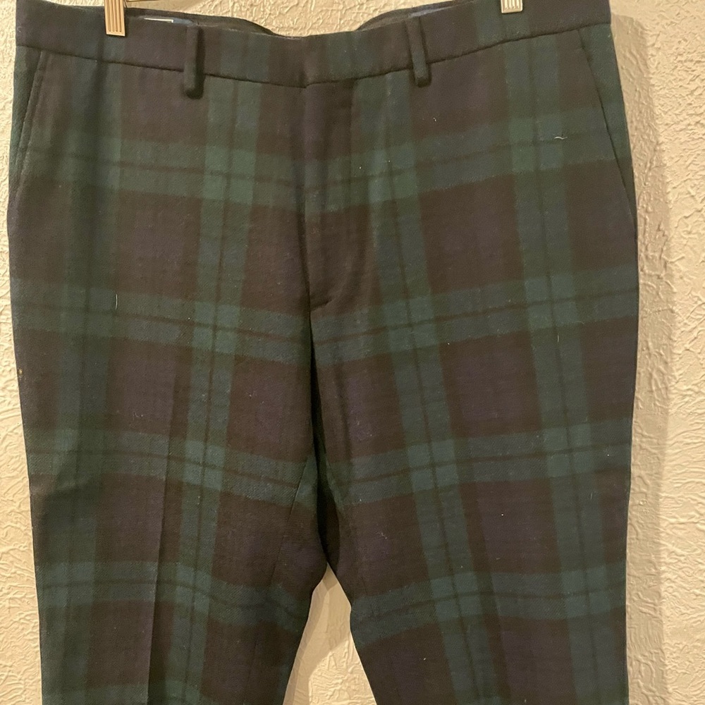 Ralph Lauren Flat Front Wool Tartan Holiday Slacks
